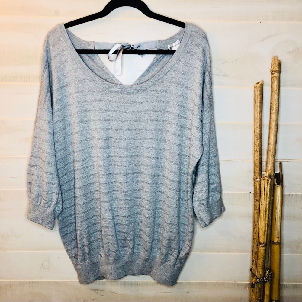 Silver Metalic Motherhood Maternity 3/4 Sweater